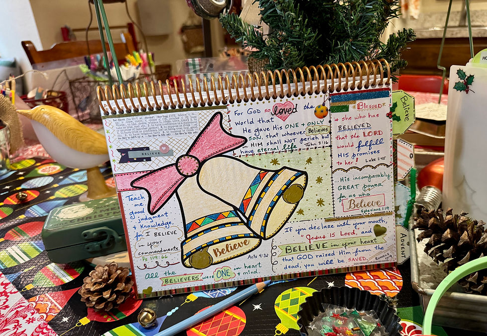 "Believe on Bells templates in Christmas Bible Quilt Journal