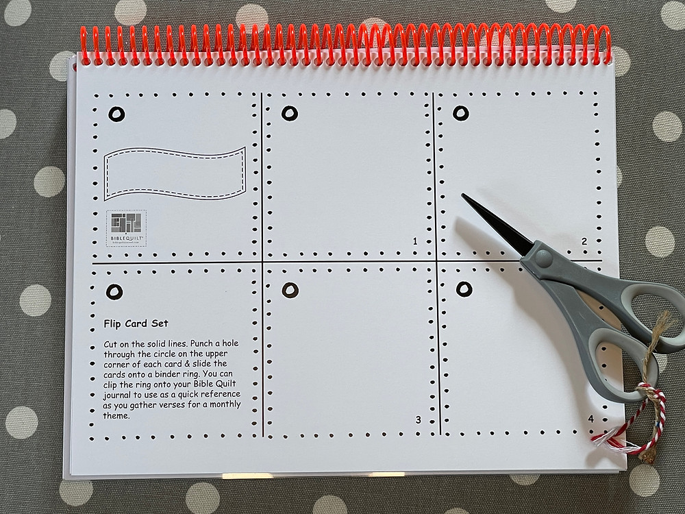 Flip card set for monthly topics; scissors