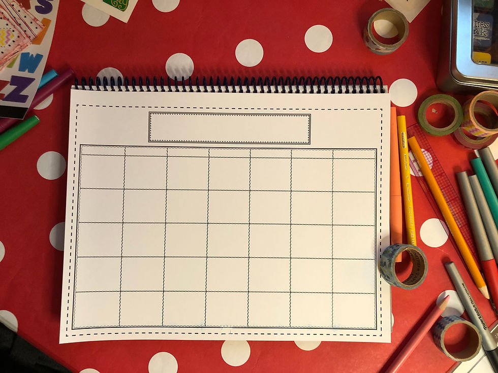 Blank Monthly calendar page for Bible Quilt