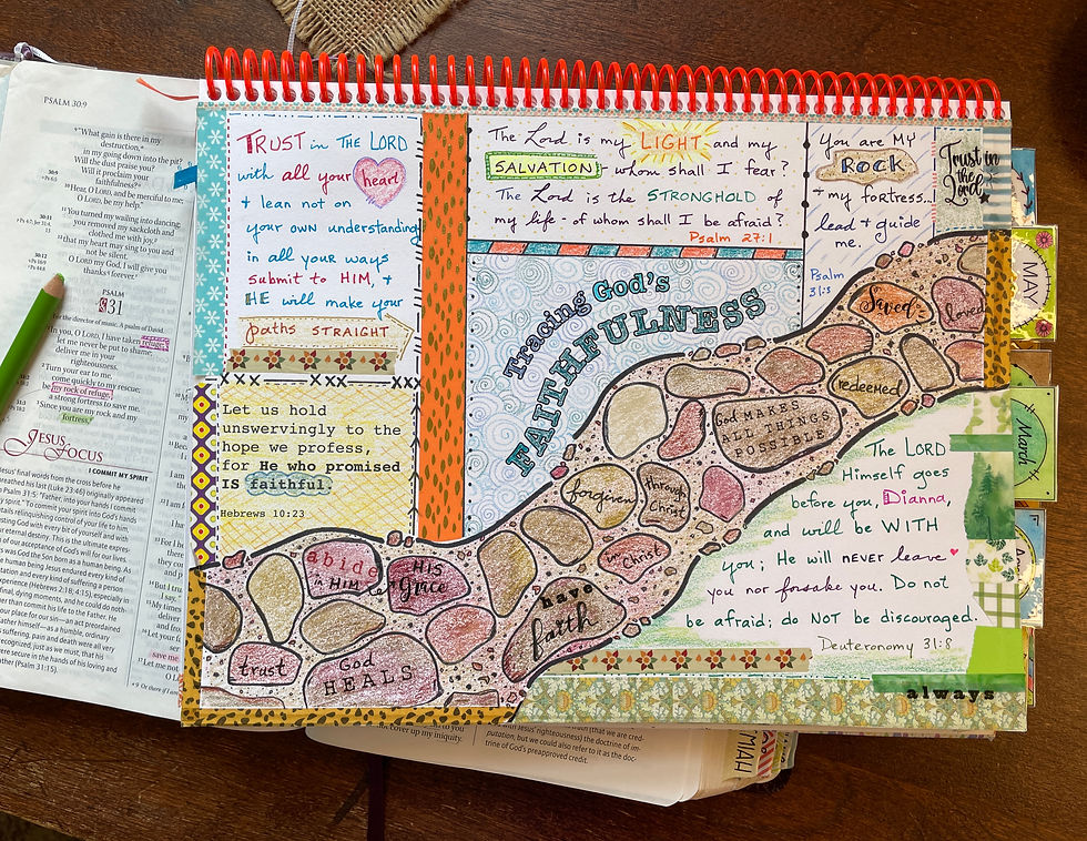 Tracing God's Faithfulness - completed Bible Quilt Journal template