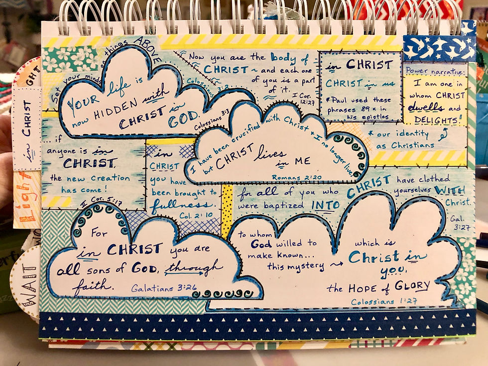 "In Christ" on cloud template in my original Bible Quilt Journal