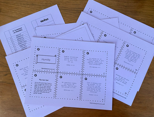 Humility flip card set and reference list | Biblequiltjournal.com