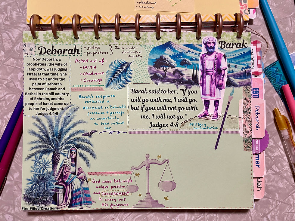 Bible Quilt Journal page on Deborah