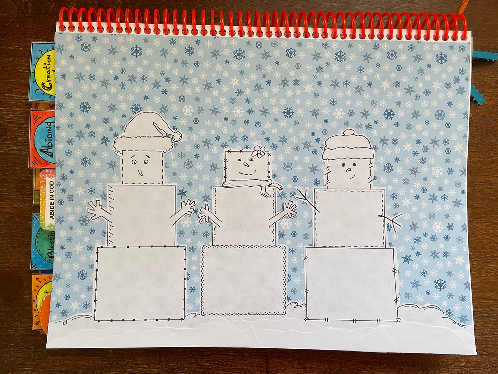 Snowmen template for Bible Quilt Journal
