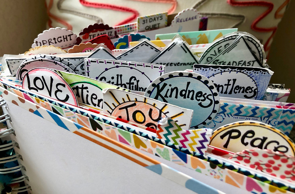 Fruit of the Spirit tabs in my #biblequiltjournal