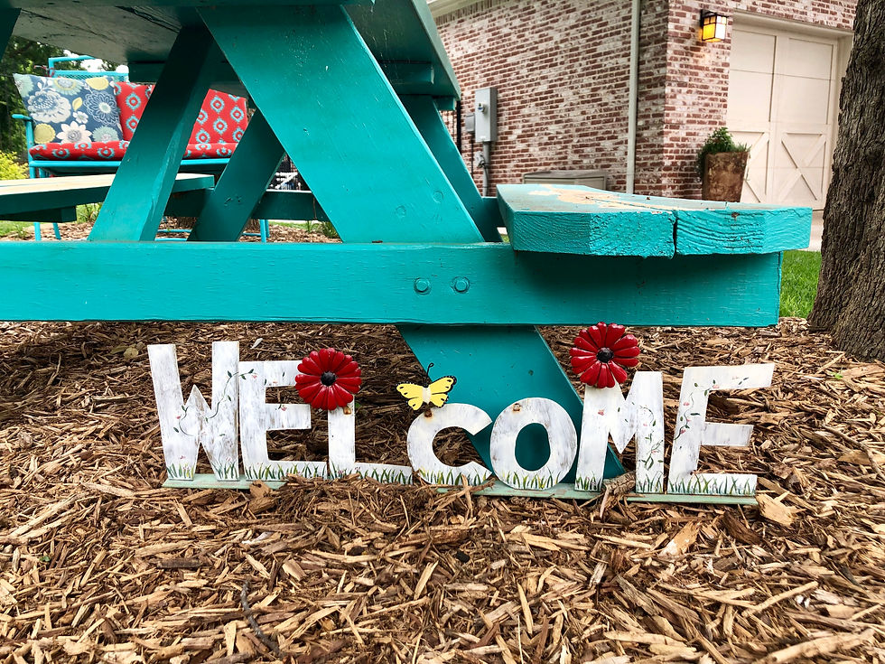 Welcome sign at Turquoise Table