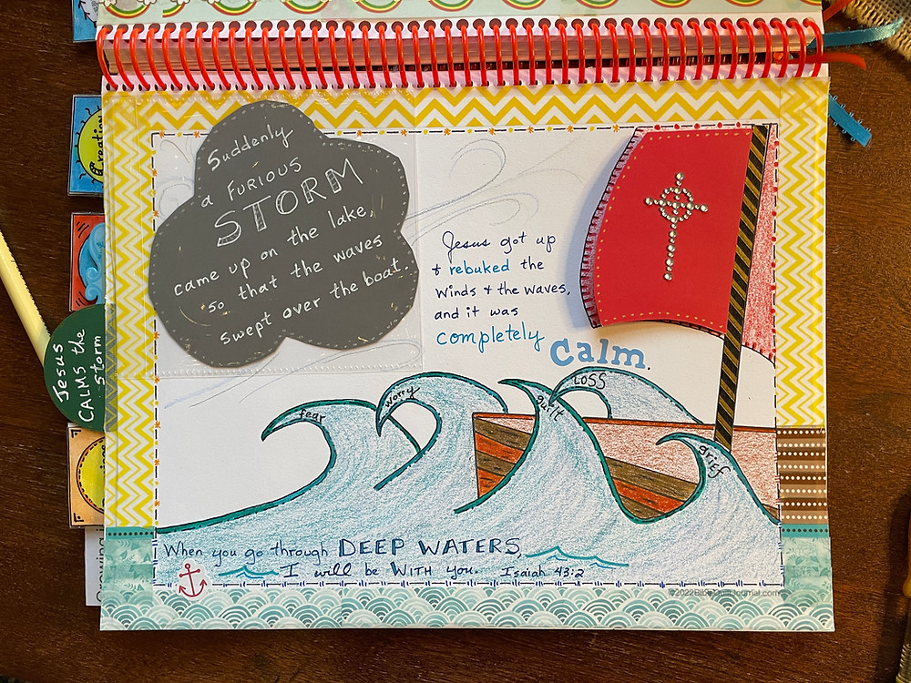 Jesus Calms the Storm page in Bible Quilt Journal