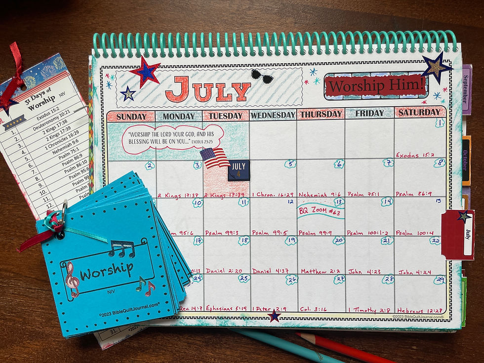 July in 2023 Monthly Bible Quilt Journal