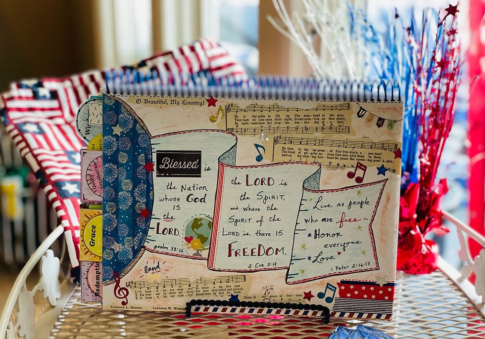 Freedom page on Flying Flag template in Bible Quilt Journal