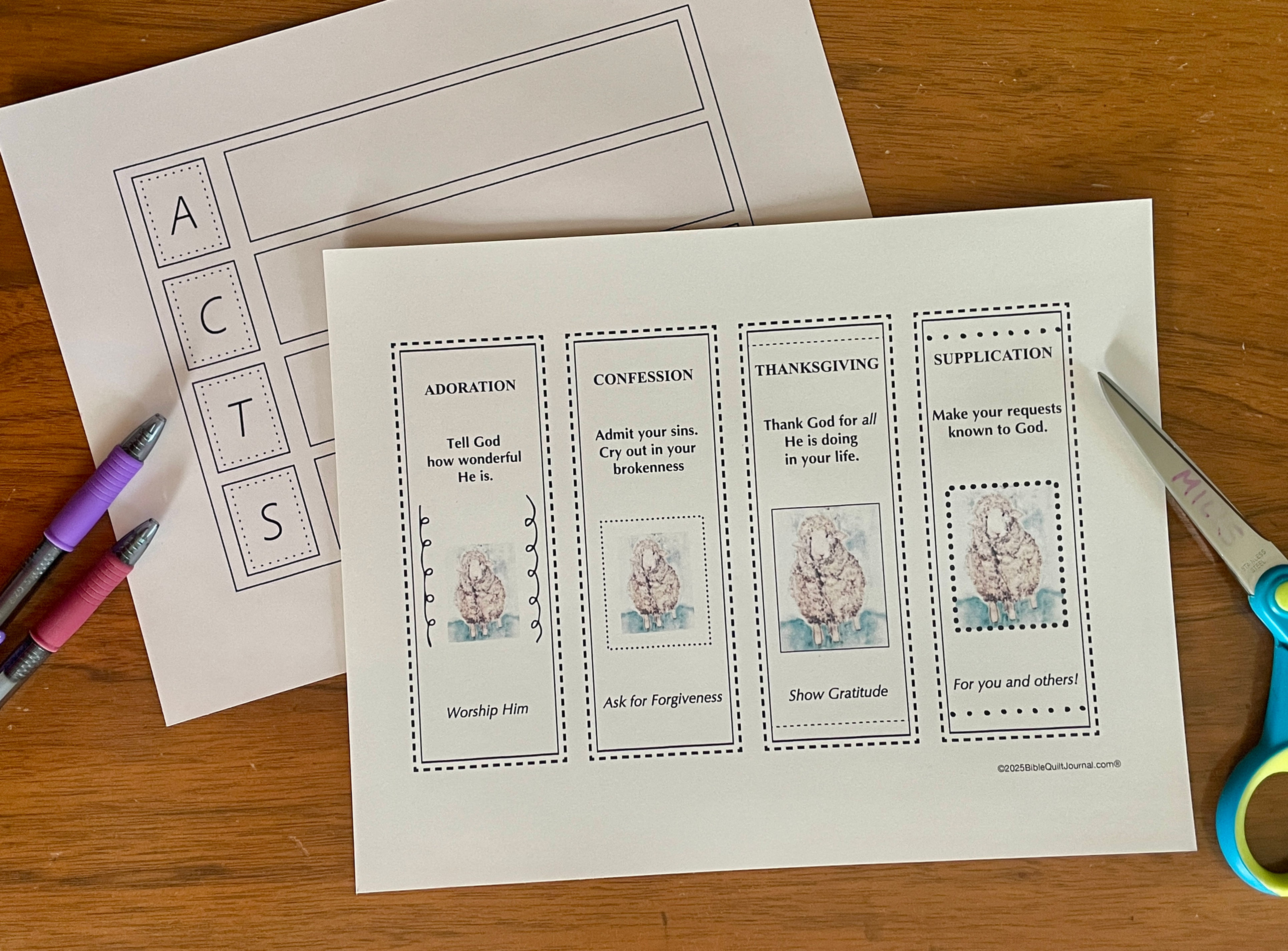 ACTS template and bookmark set, both sizes