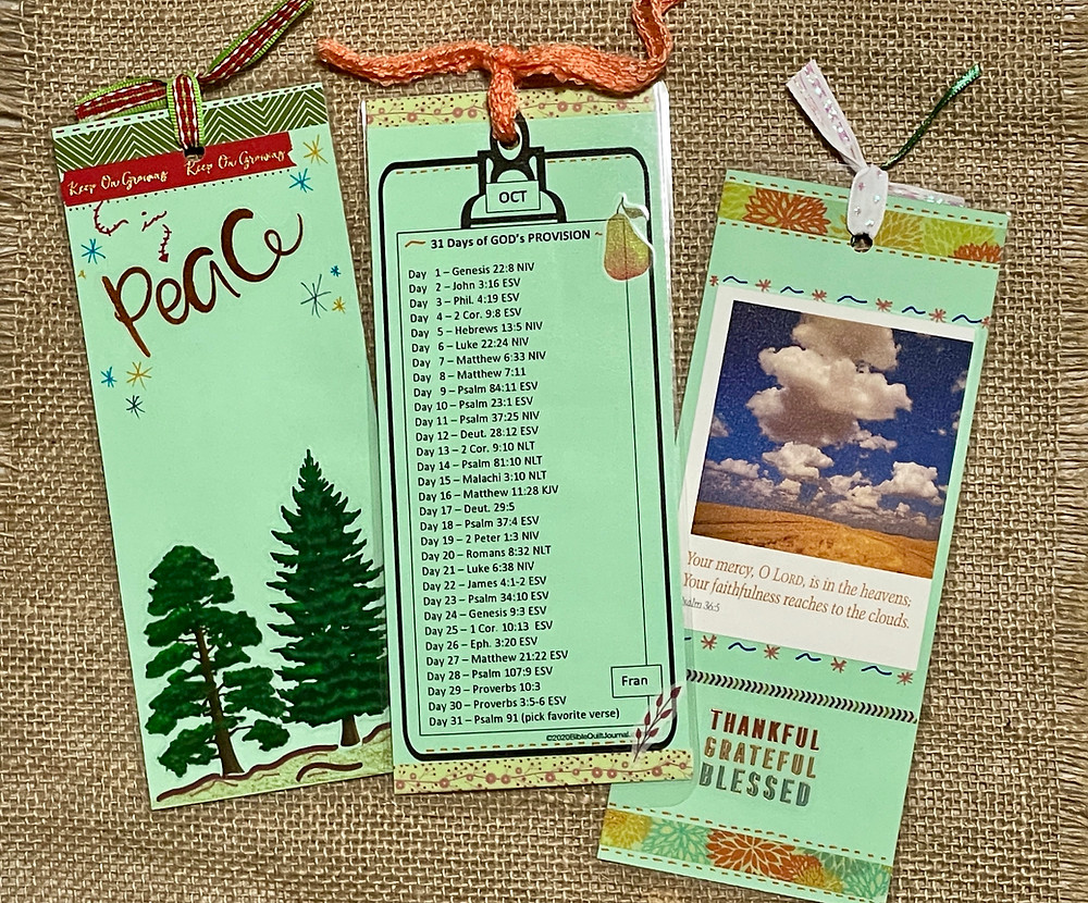 monthly topic bookmarks for Bible Quilt Journal