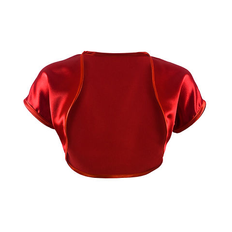 Red Satin Bolero Short Sleeve Grace Flair - Main Image