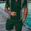 Thumbnail: Hawaii men summer polo shirt set 2 pieces and collar zipper clothing.