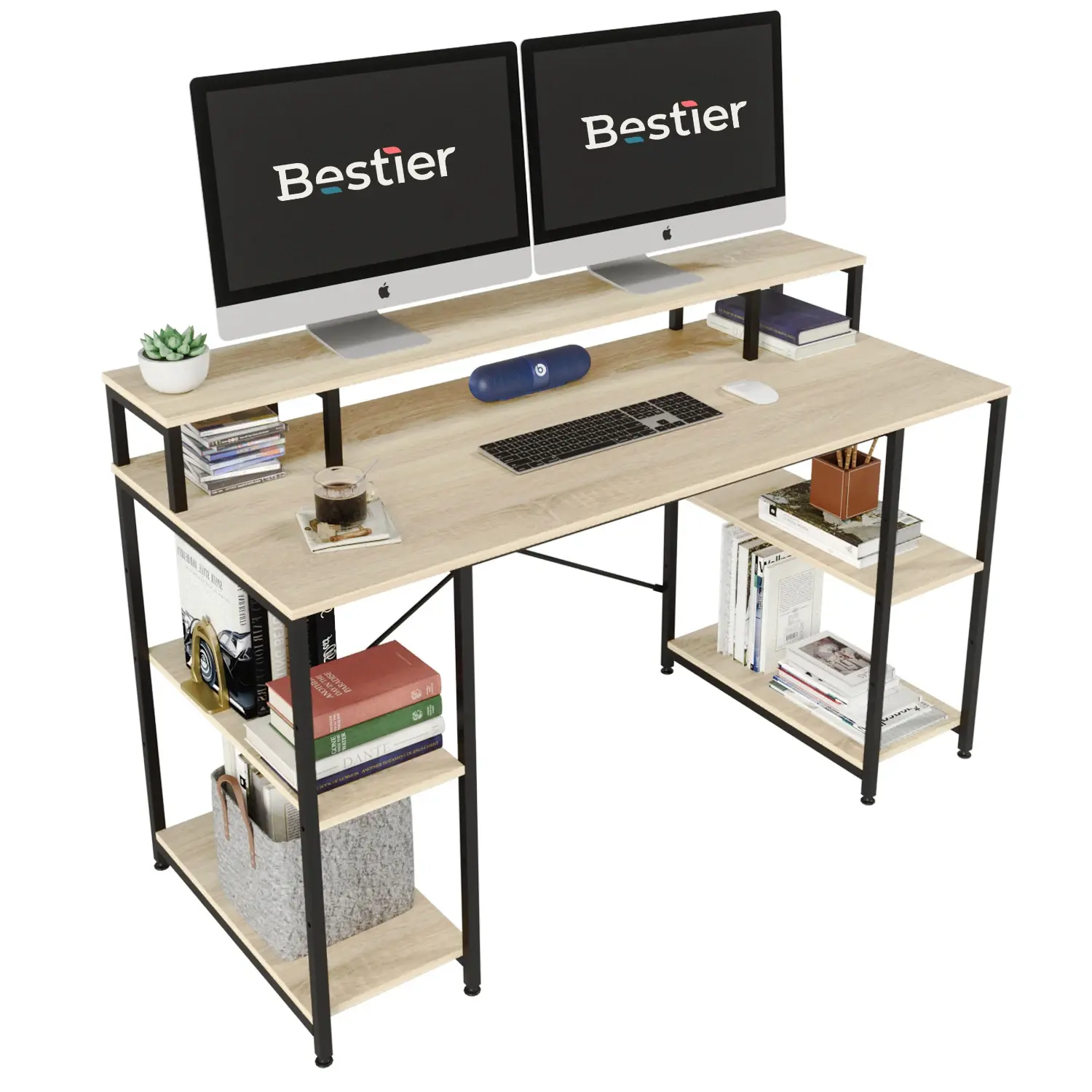 Mesa de escritório BESTIER para Home Office com espaço para 2 Pessoas