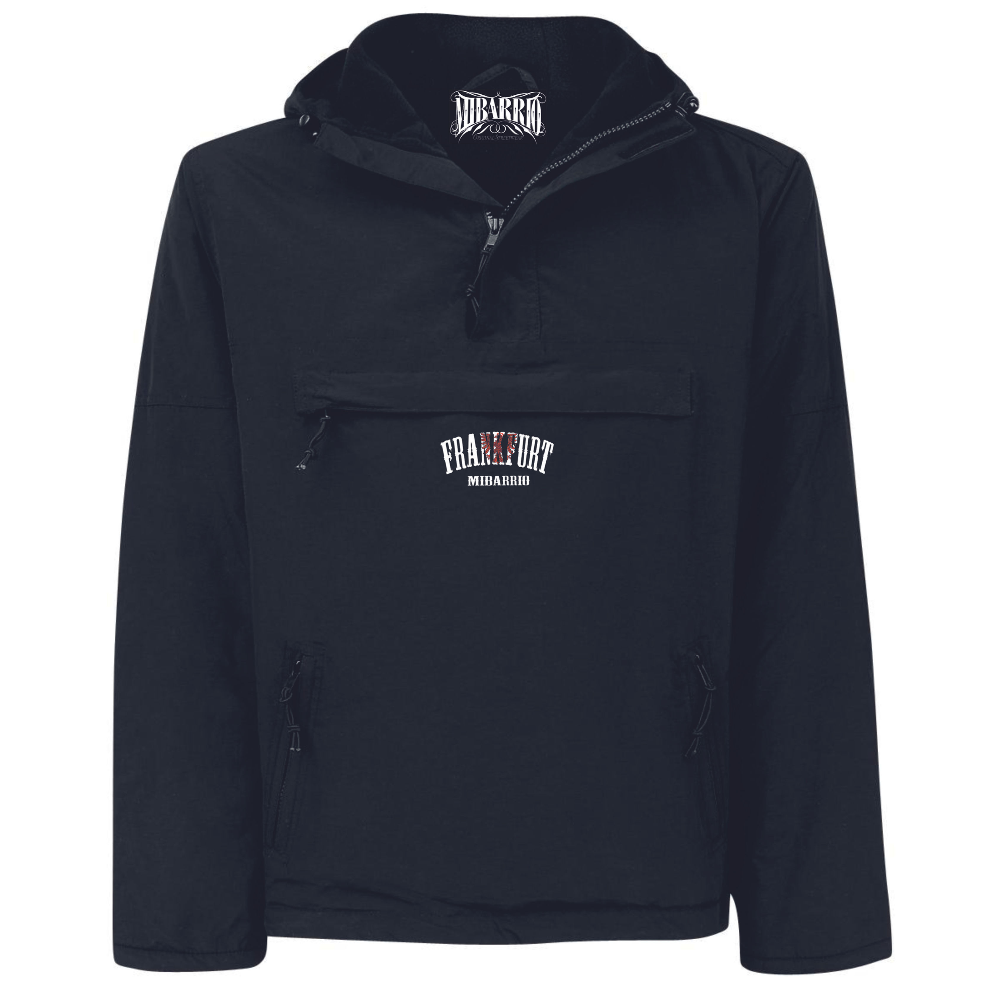 Windbreaker Unisex mit Frankfurt Stick, in Schwarz oder Camouflage Pull on