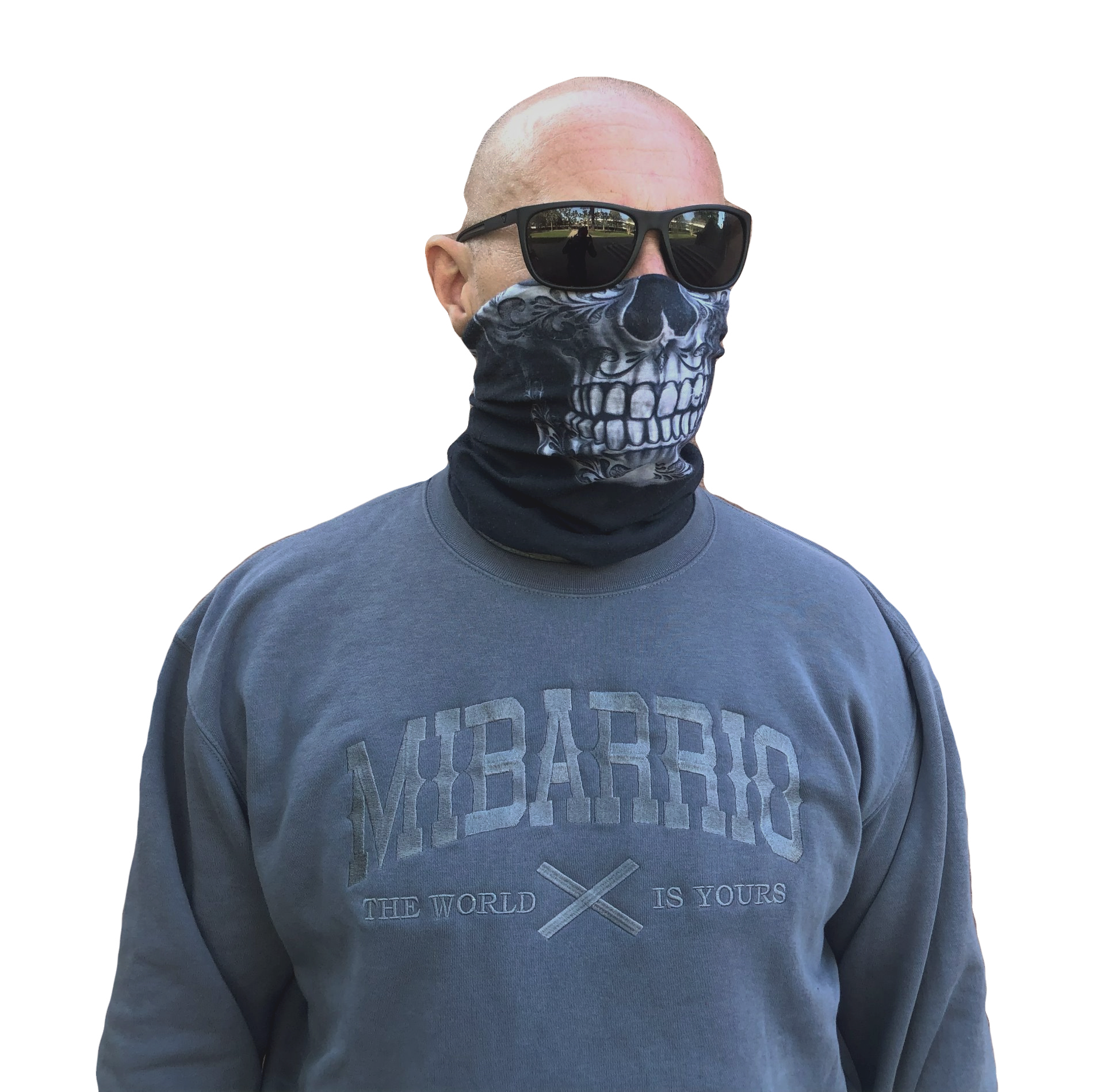 Mi Barrio "The World is yours" mit großem Front Stick Ton in Ton Convoy Grey