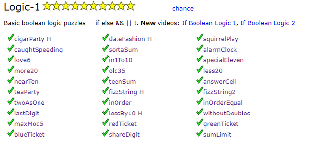CodingBat: Logic-1 Problem-Set Aced !
