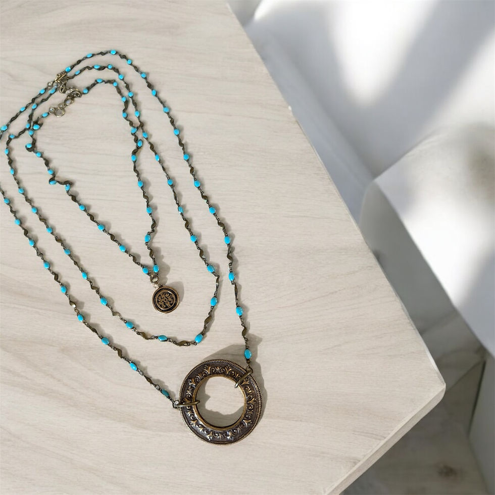 Thumbnail: Brass and Turquoise Necklace