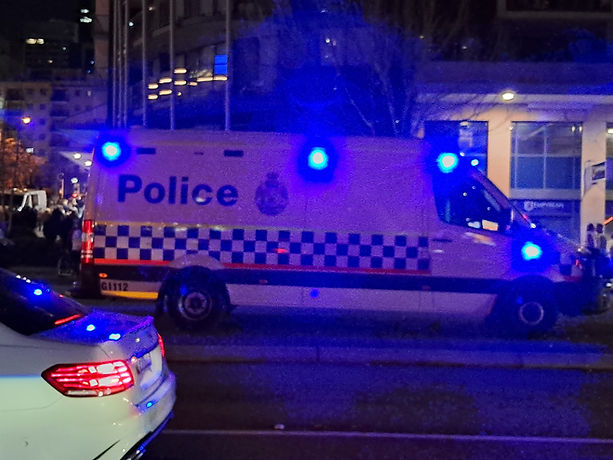 A West Australian Police van parked in a street at night. The image supports toxic.com's focus on toxic behaviours demonstrated by Australian police in the twenty-first century.