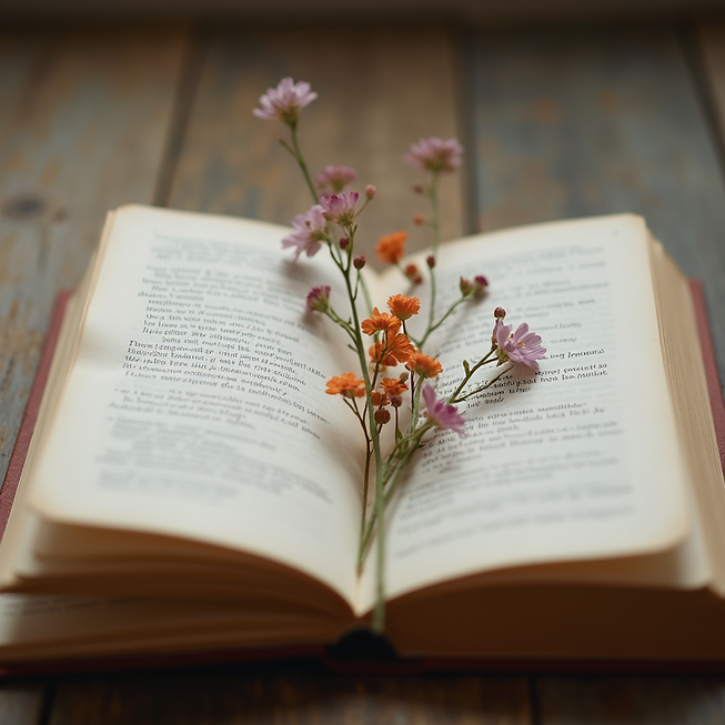 open poetry book with delicate pressed flowers.png
