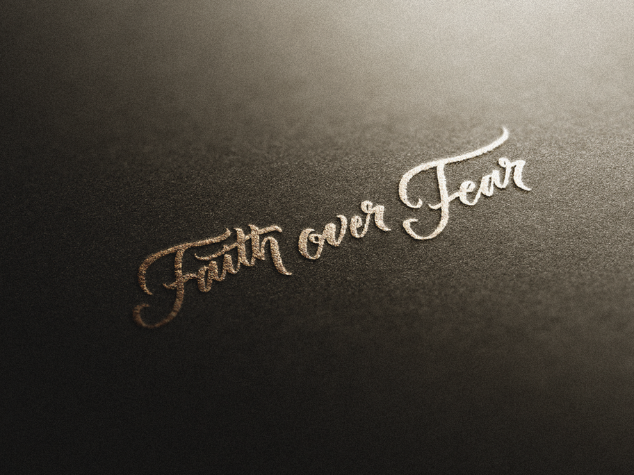Calligraphy vector of the phrase "Faith Over Fear," by darold pinnock (dpcreates)