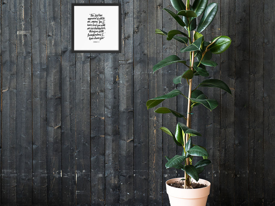 Calligraphy art print by darold pinnock (dpcreates) of the scripture "Jeremiah 31:3."