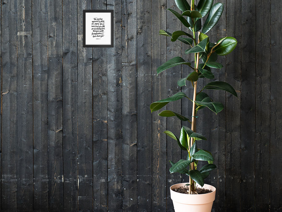 Calligraphy art print by darold pinnock (dpcreates) of the scripture "Jeremiah 31:3."