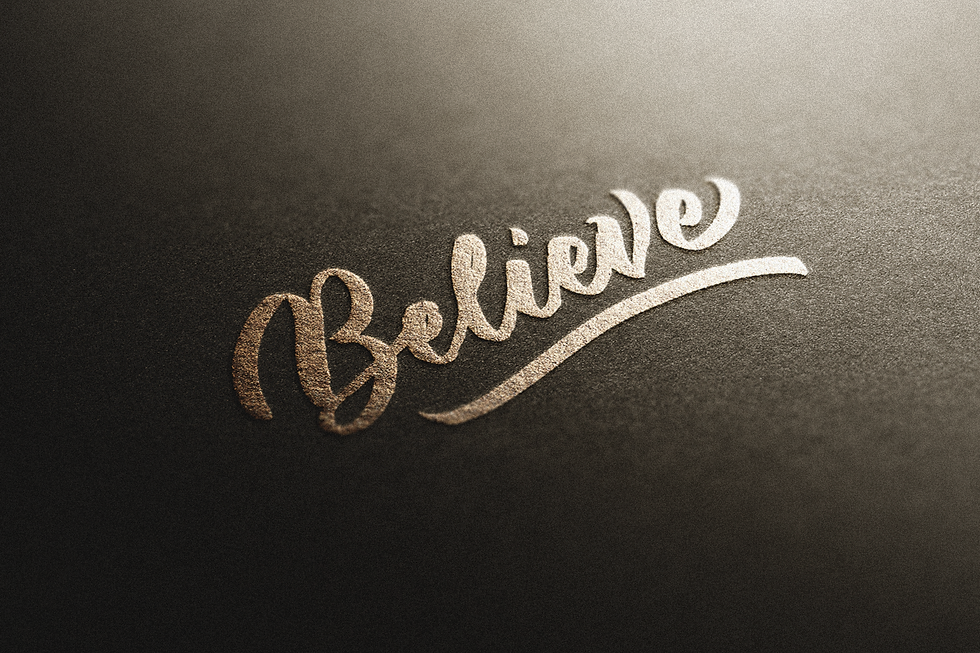 Calligraphy vector art by darold pinnock (dpcreates) of the word "believe"