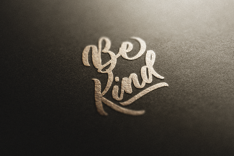 Calligraphy vector art by darold pinnock (dpcreates) of the phrase "be kind."