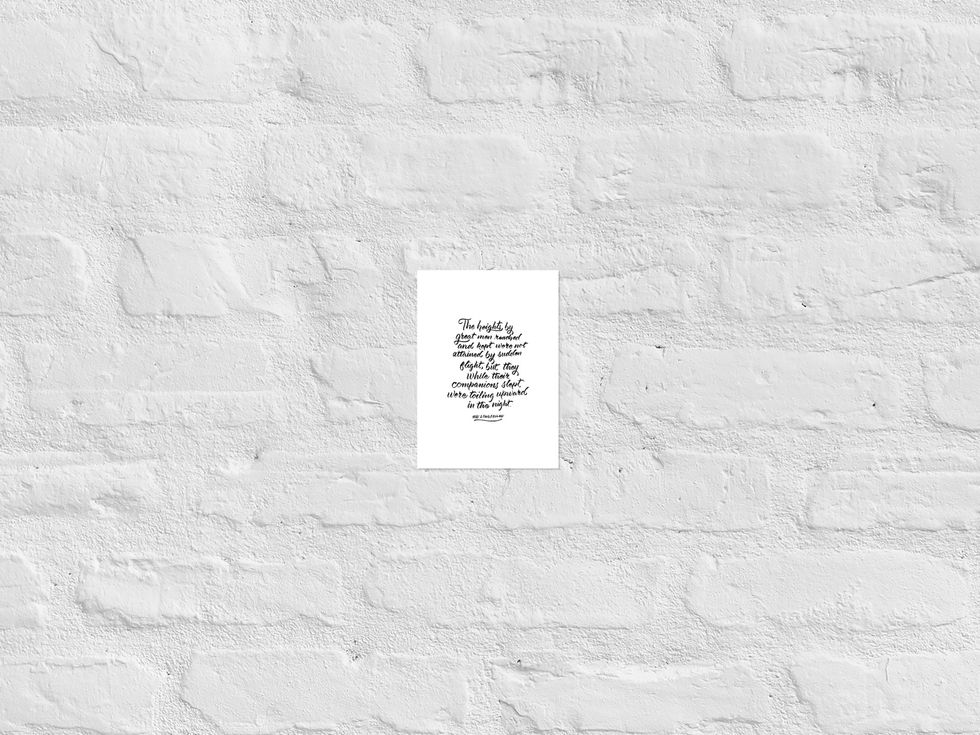 Calligraphy art print by darold pinnock (dpcreates) of the poem "The Heights of Great Men."