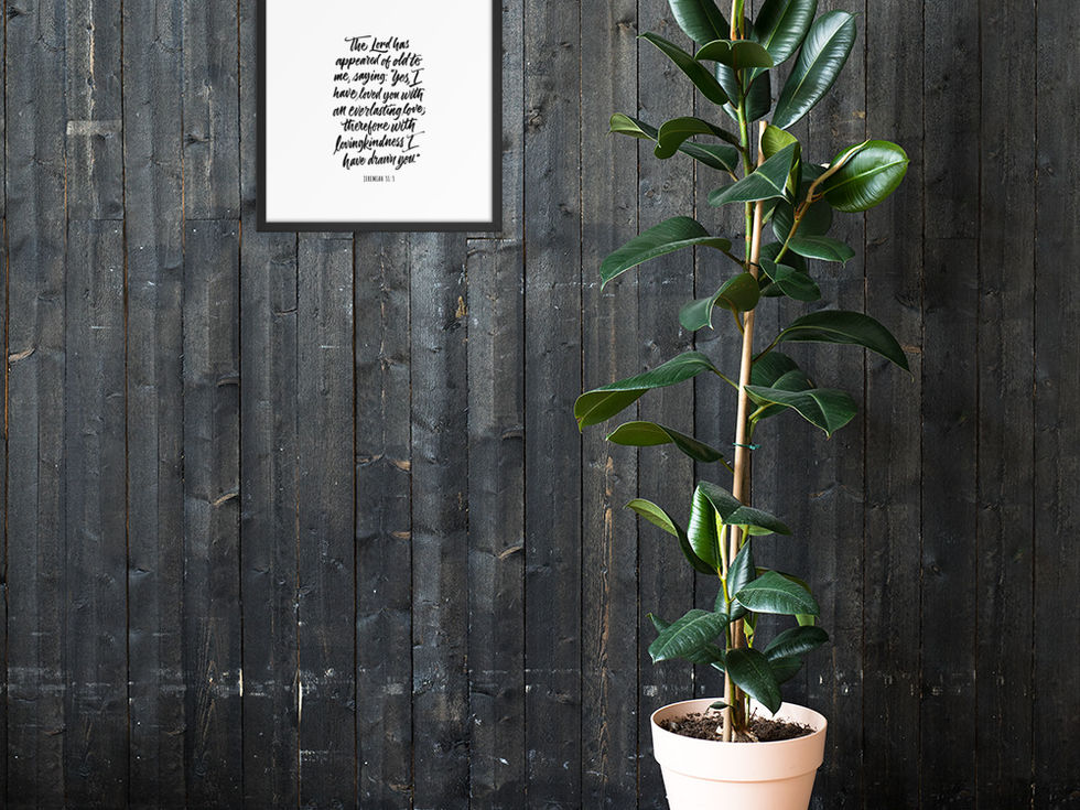 Calligraphy art print by darold pinnock (dpcreates) of the scripture "Jeremiah 31:3."