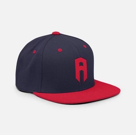 Red and Navy Arcworth hat club, knicks, mets and jets inspired hats and apparel.