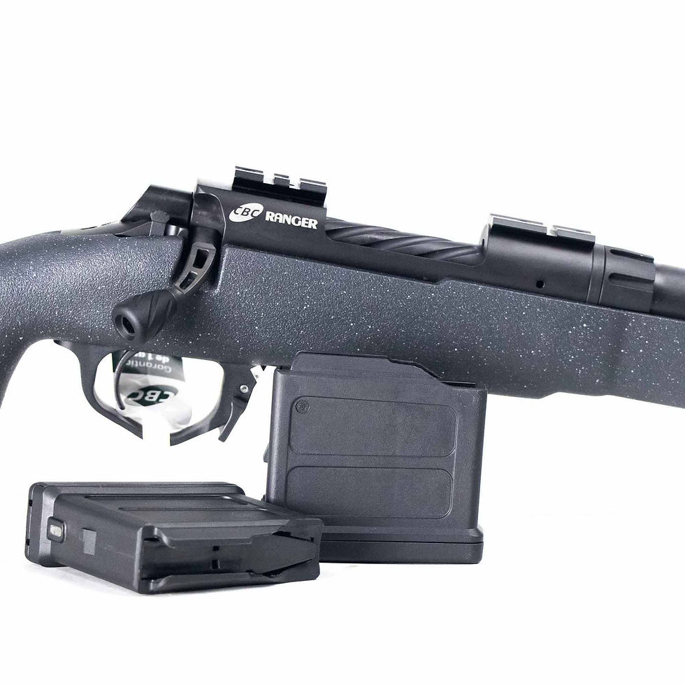 CBC Ranger 24 detalhe do ferrolho e do suporte tipo Weaver.