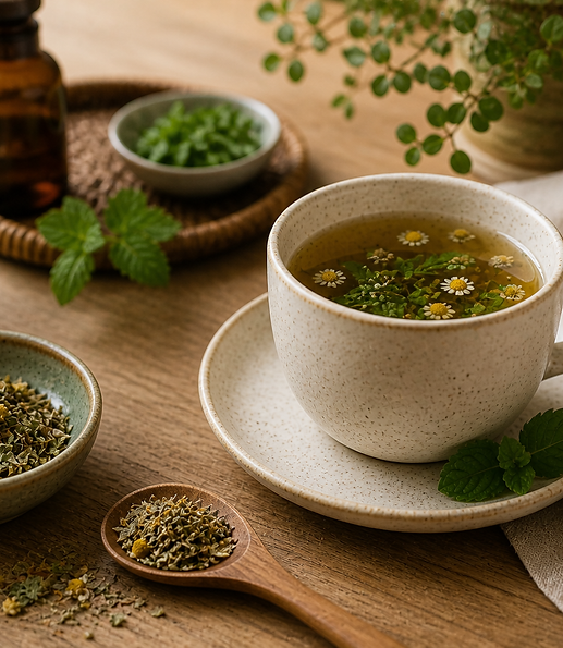 Tisane douce pour illustrer un accompagnement naturopathique de la digestion à Genève Eaux-Vives