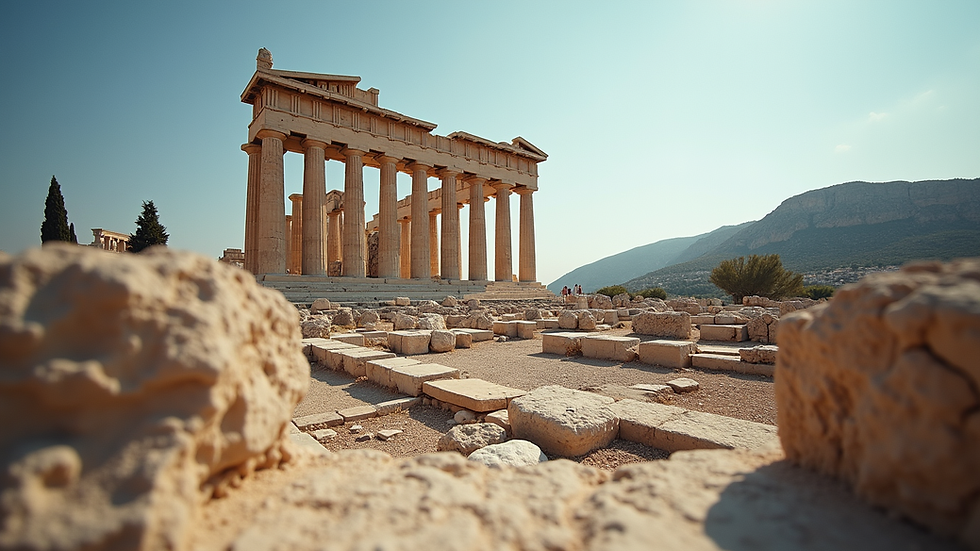 Eye-level view of ancient Greek temple ruins