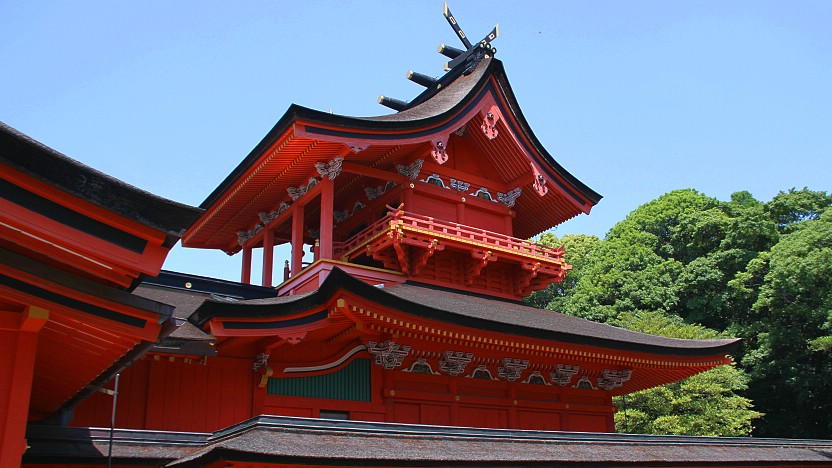 İç Tapınak binasının eşsiz iki katlı Sengen mimari tarzı.