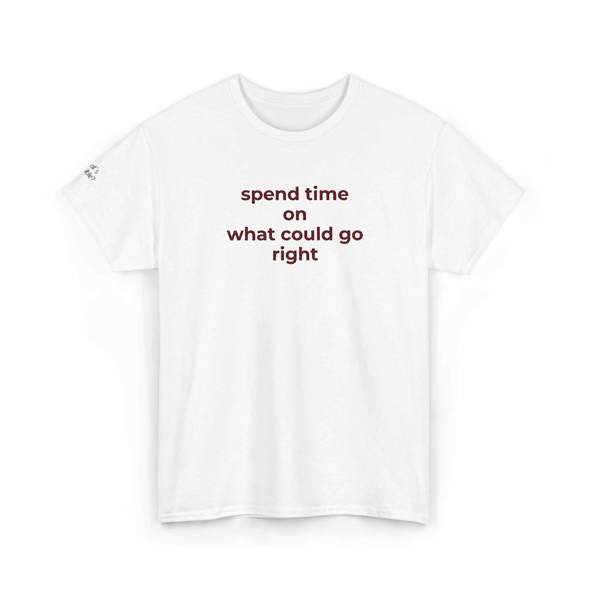 Inspirational Quote Tee - "spend time on what could go right"