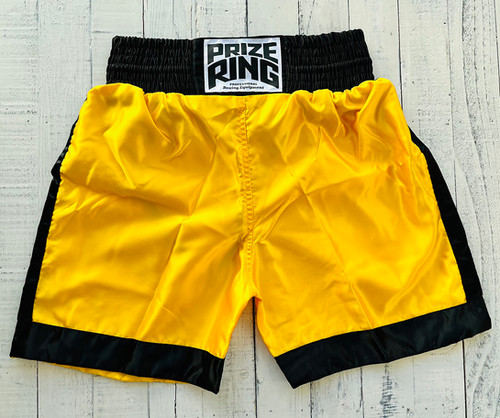 PRIZE RING ブラックボクシングショーツ PRIZE RING Boxing shorts Yellow gold/Black M, XL（2sizes