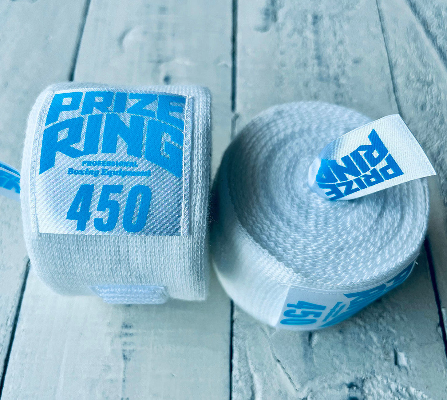 "Pro-training" Hand-wraps (Made in Japan)  White/Sky blue label