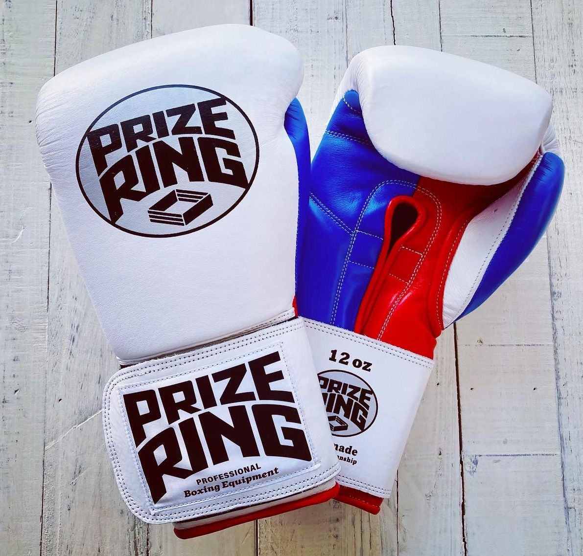 PRIZE RING "Professional 5.0"gloves White/Blue,Red 10oz,12oz,14oz,16oz