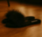 Black fuzzy marabou slippers