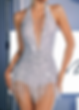 rhinestone body suit silver