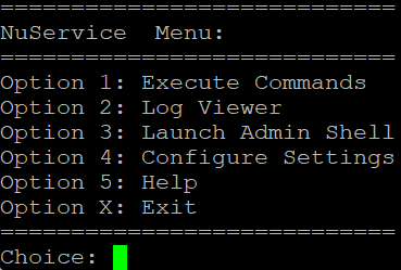 NuService Menu