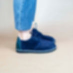 Side view of Teko Derby Shoes  Navy Blue Suede
