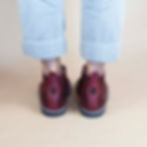 Back view of Teko  Chukka Oxblood Suede  with its leather heel