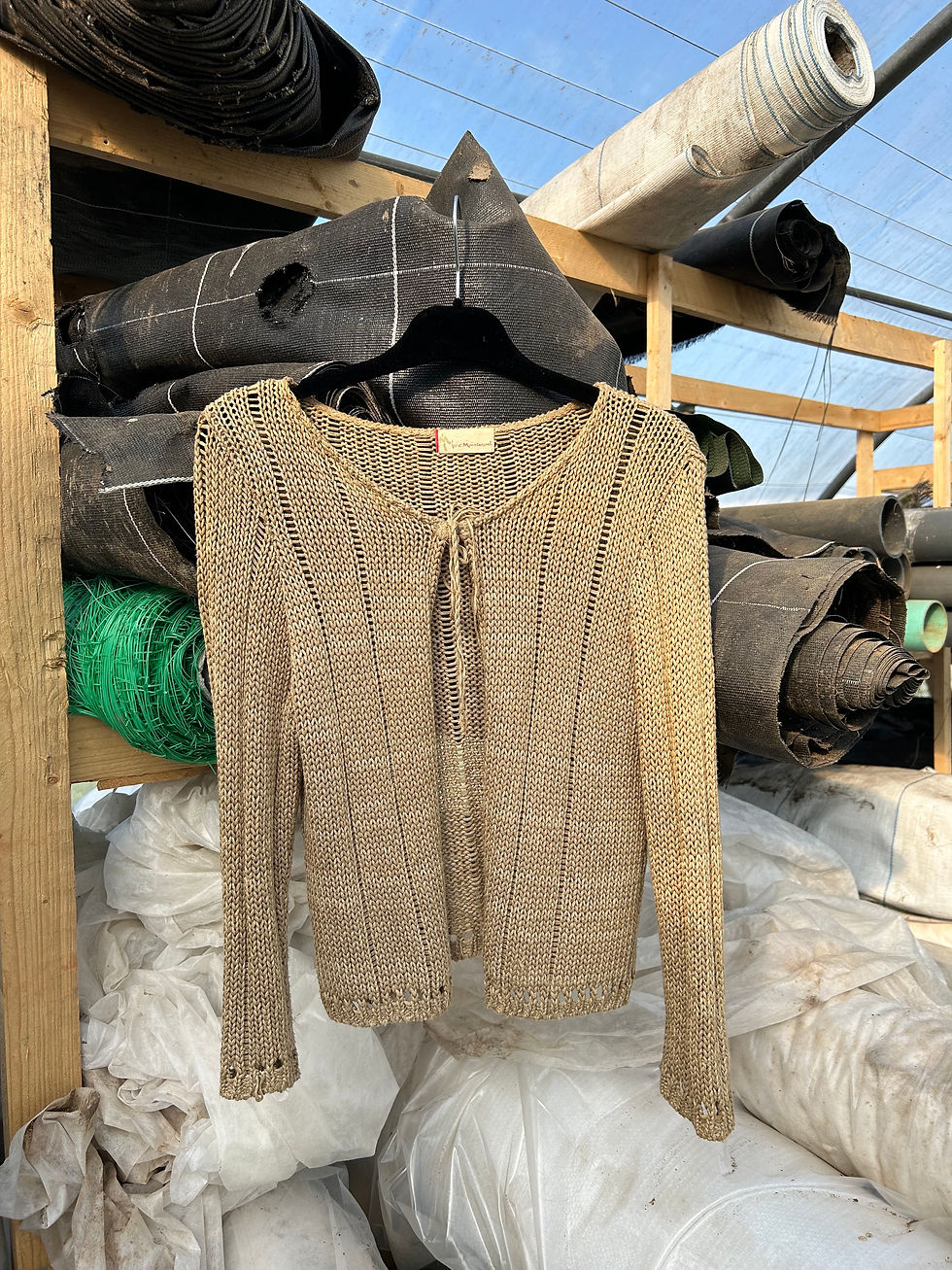 Miniature : Beige crochet style cardigan