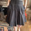 Miniature : Mid-length black cotton pleated laced up skirt