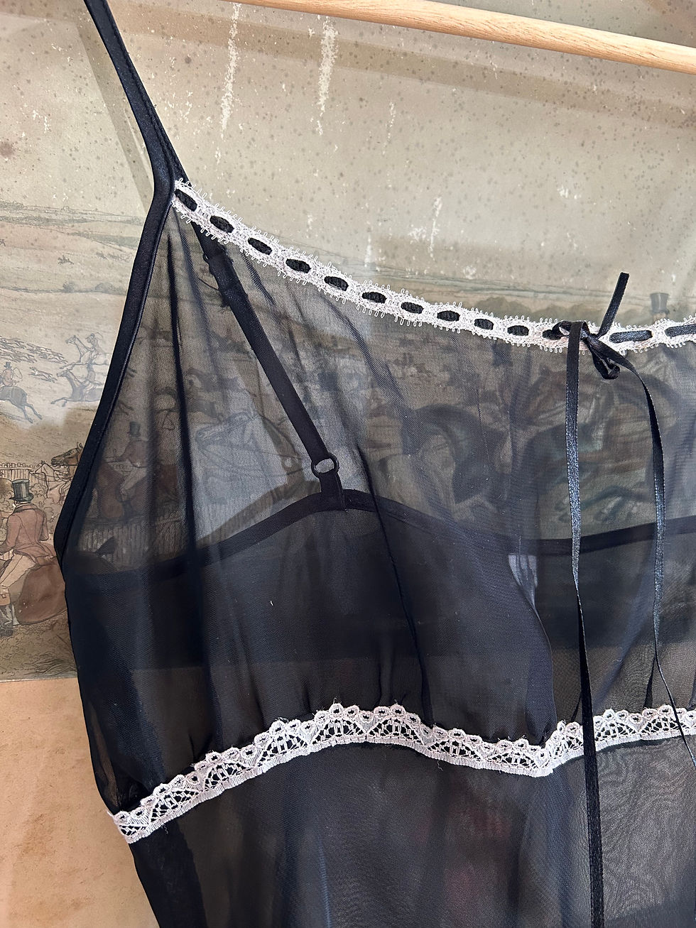 Miniature : French silk black transparent nuisette