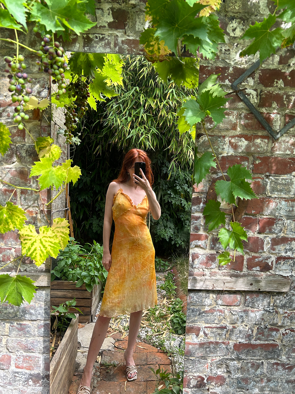 Miniature : Inès de la Fressange orange sunset muslin silk straps dress