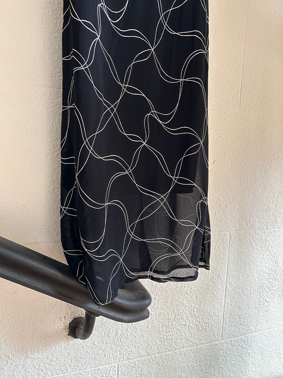 Miniature : Black patterned cowl neck fluid dress